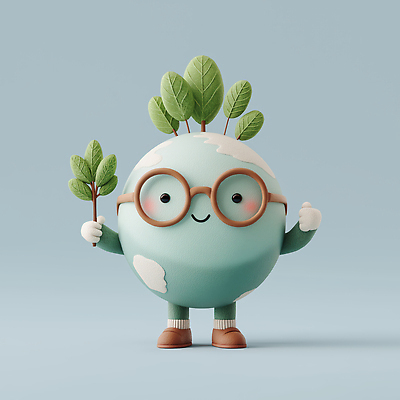 JPG 편집이미지 캐릭터 지구 상징 자연 나뭇잎 미소 초록색 귀여움 환경 나뭇가지 친환경 생태계 애니메이션 기후변화 편집3D AI컴퓨터그래픽 AI콘텐츠 나무 컬러 컨셉 잎 날씨 표정 3D 변화 파일형식