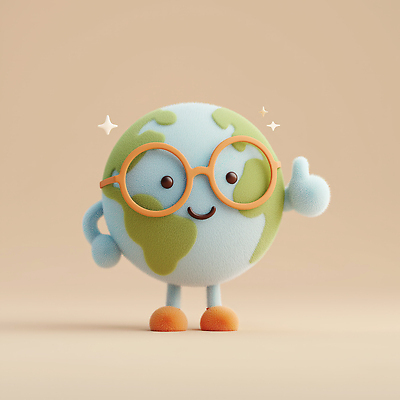 JPG 편집이미지 캐릭터 디자인 행복 지구 백그라운드 손가락 미소 세계 귀여움 만화 묘사 그림 친환경 애니메이션 색감 편집3D AI컴퓨터그래픽 AI콘텐츠 손 감정 컨셉 표정 3D 환경 파일형식