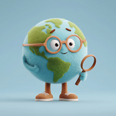 JPG 편집이미지 캐릭터 교육 감정 안경 지구 백그라운드 놀이 표정 실험 초록색 파란색 귀여움 확대경 편집3D AI컴퓨터그래픽 AI콘텐츠 잡화 컬러 컨셉 3D 파일형식
