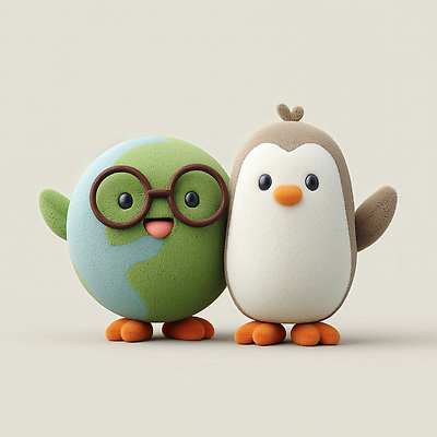 JPG 동물 편집이미지 캐릭터 디자인 지구 상징 컬러 포즈 표정 친구 귀여움 환경 펭귄 편집3D AI컴퓨터그래픽 AI콘텐츠 컨셉 관계 조류 3D 파일형식