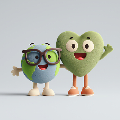 JPG 편집이미지 캐릭터 지구 상징 사랑 웃음 귀여움 자연보호 하트 표현 친환경 애니메이션 소통 순간 편집3D AI컴퓨터그래픽 AI콘텐츠 모양 감정 컨셉 자연 표정 3D 환경 보호 파일형식