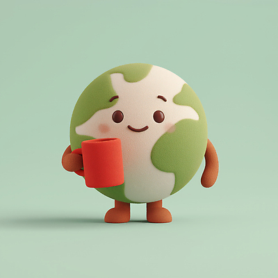 JPG 편집이미지 캐릭터 디자인 지구 예술 컬러 아침 장식 조형물 귀여움 환경 머그컵 표현 만화 창의성 아기자기 편집3D AI컴퓨터그래픽 AI콘텐츠 주간 컨셉 미술 컵 3D 파일형식