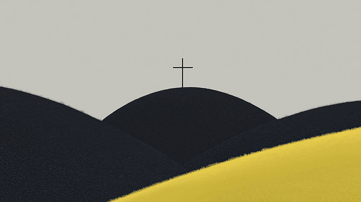 JPG 기독교 종교 예술 상징 십자가 일러스트 자연 하늘 풍경 초원 여름 평화 검은색 고요 금색 시골 비교 포근함 언덕 지평선 국내일러스트 AI일러스트 AI콘텐츠 계절 컬러 컨셉 감각 생태계 파일형식