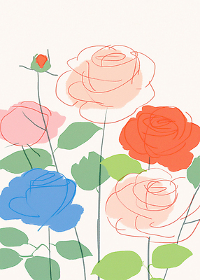 JPG 식물 디자인 꽃 감정 예술 선 컬러 일러스트 자연 생명 장미 환경 정원 봄 부드러움 화사함 조화 만개 뷰티풀 국내일러스트 AI일러스트 AI콘텐츠 계절 컨셉 감각 생태계 파일형식