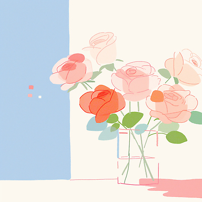 JPG 모양 식물 디자인 컬러 꽃다발 백그라운드 일러스트 자연 생명 설계 실내 따뜻함 장식 장미 꽃병 공간 크기 그림 부드러움 화사함 감성 국내일러스트 AI일러스트 AI콘텐츠 꽃 컨셉 내부 감각 생태계 파일형식