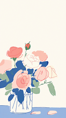 JPG 식물 디자인 꽃 컬러 꽃다발 백그라운드 일러스트 자연 장미 그림 심플 감성 조화 꾸밈 뷰티풀 생동감 창의성 스타일 국내일러스트 AI일러스트 AI콘텐츠 컨셉 생태계 파일형식