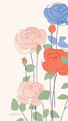 JPG 식물 디자인 꽃 예술 분홍색 컬러 백그라운드 잎 일러스트 자연 빨간색 장미 오브젝트 그림 한국화 부드러움 감성 조화 싱그러움 국내일러스트 AI일러스트 AI콘텐츠 컨셉 감각 동양화 생태계 파일형식