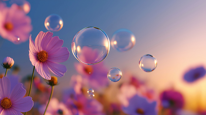 JPG 편집이미지 계절 꽃 분홍색 꽃밭 자연 하늘 생명 풍경 햇빛 거품 물방울 저녁 조화 뷰티풀 편집3D AI포토 AI콘텐츠 식물 컬러 태양 3D 야간 생태계 파일형식