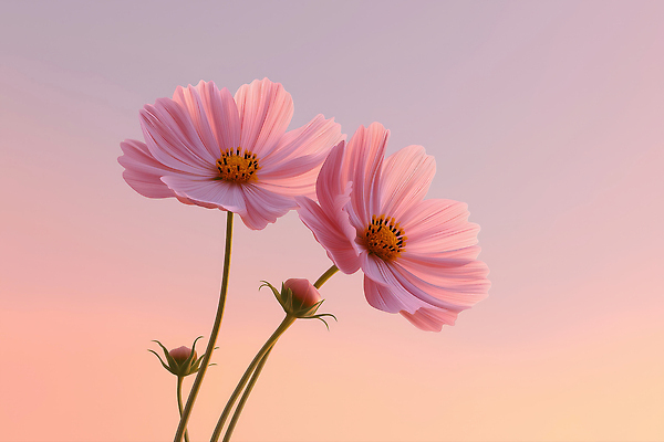 JPG 식물 편집이미지 꽃 분홍색 컬러 백그라운드 자연 하늘 풍경 여름 햇빛 우아함 저녁 코스모스 만개 뷰티풀 편집3D AI포토 AI콘텐츠 계절 컨셉 태양 3D 야간 생태계 파일형식