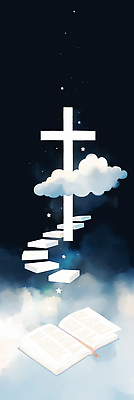 JPG 구름 별 종교 예술 상징 십자가 일러스트 상상 하늘 계단 믿음 꿈 의식 영혼 신비 그림 순례 국내일러스트 AI일러스트 AI콘텐츠 자연요소 감정 컨셉 파일형식