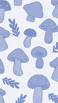 JPG 모양 식물 디자인 예술 백그라운드 패턴 일러스트 자연 그래픽 장식 파란색 버섯 감각 크기 단순화된 생동감 스타일 국내일러스트 AI일러스트 AI콘텐츠 컬러 무늬 생태계 파일형식