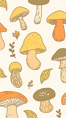 JPG 식물 디자인 예술 컬러 백그라운드 패턴 일러스트 자연 그래픽 장식 초록색 주황색 버섯 금색 유기농 조화 뷰티풀 국내일러스트 AI일러스트 AI콘텐츠 웰빙 무늬 생태계 파일형식