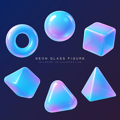 도형 PSD 디자인 예술 컬러 일러스트 유리 추상 형상 그래픽 세트 3D 원형 삼각형 입체 모던 네온 광택 조화 국내일러스트 무늬 재질 디지털합성 파일형식