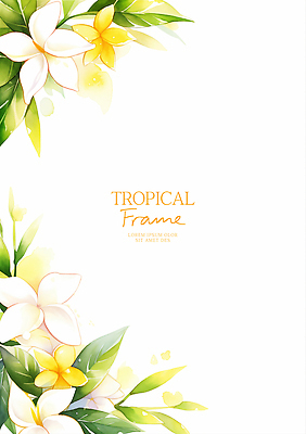 PSD 식물 디자인 꽃 예술 백그라운드 일러스트 자연 수채화 프레임 장식 노란색 흰색 열대식물 원예 뷰티풀 국내일러스트 컬러 취미 생태계 파일형식