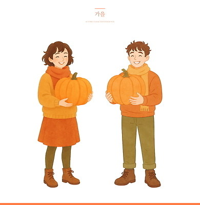 PSD 전통 패션 행복 어린이 일러스트 모션 자연 놀이 호박 따뜻함 웃음 풍경 친구 스카프 수확 가을 큼 스웨터 즐거움 색감 계절 감정 상의 농업 채소 관계 표정 사람 목도리 크기 생태계 파일형식