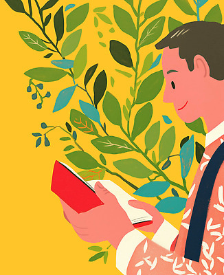 PSD 식물 남자 행복 문화 여유 컬러 백그라운드 일러스트 자연 표정 라이프 책 독서 편안함 즐거움 그림 힐링 창의성 국내일러스트 감정 사람 생활 감각 생태계 파일형식