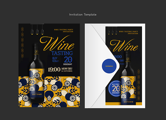 템플릿 디자인 컬러 백그라운드 이벤트 장식 파티 세일 와인 정보 가을 분위기 고급 초대장 시음 이미지템플릿 AI파일 계절 컨셉 카드_감사 주류 파일형식 벡터