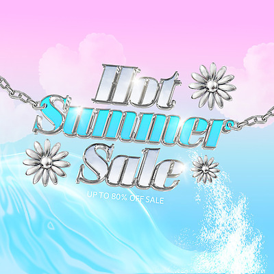 템플릿 패션 꽃 물결 분홍색 하늘색 백그라운드 목걸이 장신구 장식 여름 쇼핑 유행 세일 스타일 이미지템플릿 AI파일 식물 계절 컬러 파란색 파일형식 벡터