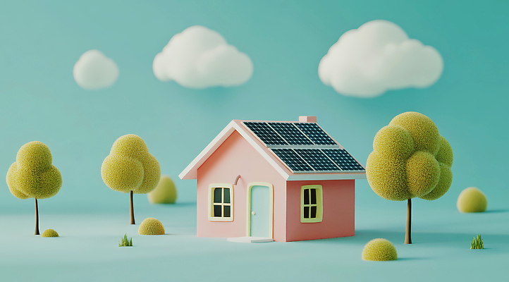 JPG 나무 편집이미지 자연 주택 풍경 햇빛 환경 그린에너지 집열판 3DTV 아기자기 편집3D AI컴퓨터그래픽 AI콘텐츠 에너지의날 식물 기념일 컨셉 건물 태양 3D 텔레비전 에너지 생태계 태양에너지 파일형식