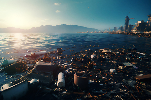 JPG 편집이미지 바다 자연 풍경 해변 햇빛 환경 도시 비교 오염 쓰레기 폐기물 저녁 생태계 해수면 편집실사 AI포토 AI콘텐츠 컨셉 태양 야간 CG 파일형식