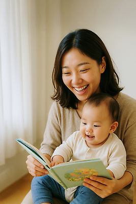 JPG 편집이미지 교육 행복 가족 엄마 아침 사랑 미소 책 독서 햇빛 평화 방 아기 시간 소통 의료성형뷰티 편집실사 AI인물포토 AI콘텐츠 주간 감정 컨셉 관계 표정 사람 태양 CG 파일형식 AI포토