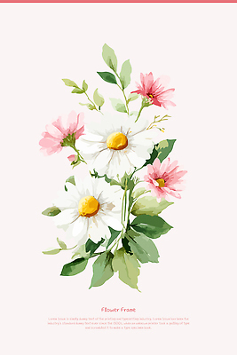 식물 디자인 꽃 예술 분홍색 꽃다발 일러스트 자연 수채화 프레임 장식 흰색 그림 식물원 화사함 조화 벽장식 뷰티풀 색감 테마 국내일러스트 AI파일 컬러 컨셉 생태계 파일형식 벡터