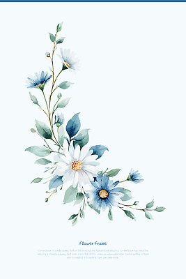 식물 디자인 꽃 화초 예술 잎 일러스트 자연 수채화 장식 파란색 흰색 감각 테두리 화사함 조화 뷰티풀 국내일러스트 AI파일 컬러 컨셉 생태계 파일형식 벡터