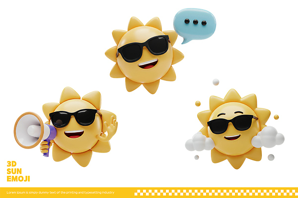 PSD 편집이미지 캐릭터 디자인 컬러 아이디어 표정 그래픽 태양 3D 만화 즐거움 애니메이션 소통 긍정적 이모지 편집3D 자연요소 감정 컨셉 디지털합성 파일형식