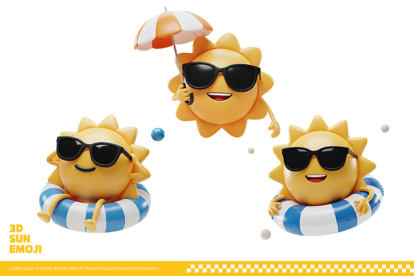 PSD 편집이미지 캐릭터 컬러 모션 놀이 해변 여름 선글라스 태양 3D 귀여움 수영 반지 파라솔 유머 즐거움 조화 편집3D 자연요소 계절 감정 안경 바다 컨셉 장신구 수상스포츠 디지털합성 파일형식