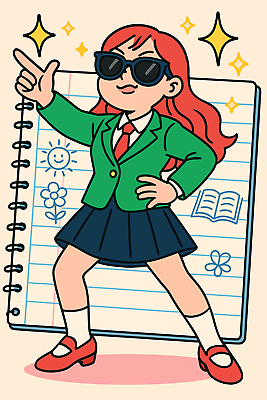 캐릭터 긴머리 여학생 꽃 행복 포즈 백그라운드 일러스트 학교 모션 밝음 정장 소녀 책 학습 청춘 선글라스 연필 공책 자신감 스타일 국내일러스트 일러캐릭터 AI파일 식물 학생 헤어스타일 옷 여자 교육 감정 안경 어린이 컨셉 문구용품 학용품 필기구 파일형식 벡터