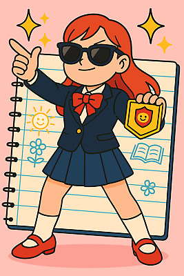 캐릭터 학생 디자인 포즈 백그라운드 유니폼 일러스트 학교 웃음 소녀 학습 선글라스 자신감 만화 즐거움 그림 스타일 국내일러스트 일러캐릭터 AI파일 옷 여자 교육 감정 안경 어린이 표정 파일형식 벡터