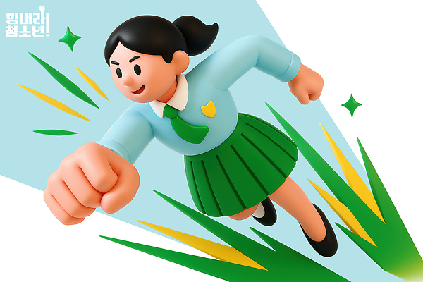 PSD 편집이미지 캐릭터 디자인 여학생 교복 포즈 청소년 달리기 운동 조형물 3D 힘 전시 출발 그림 생동감 편집3D 학생 옷 여자 컨셉 모션 건강 미술 사람 디지털합성 파일형식