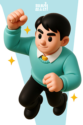 PSD 편집이미지 캐릭터 모션 달리기 3D 귀여움 에너지 만화 스웨터 즐거움 청록색 애니메이션 긍정적 생동감 액션 편집3D 감정 컬러 컨셉 상의 디지털합성 파일형식