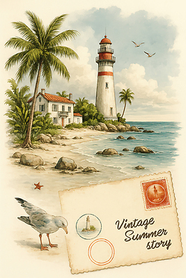JPG 바다 섬 여행 일러스트 자연 조류 휴가 등대 풍경 해변 여름 야자수 평화 일몰 빈티지 주민 수평선 경관 국내일러스트 AI일러스트 AI콘텐츠 나무 동물 계절 컨셉 노을 생태계 파일형식