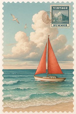 JPG 구름 파도 바다 여행 요트 일러스트 자연 갈매기 하늘 바람 항해 풍경 해변 일상 여름 파란색 세일 평화 수면 그림 국내일러스트 AI일러스트 AI콘텐츠 자연요소 계절 컬러 컨셉 배_교통 조류 날씨 라이프 물 생태계 파일형식