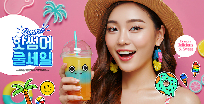 PSD 모델 편집이미지 패션 음료 장신구 휴가 웃음 해변 장식 여름 사진촬영 즐거움 팝아트 상큼 색감 의료성형뷰티 이미지편집 계절 감정 바다 표정 촬영 그림 파일형식