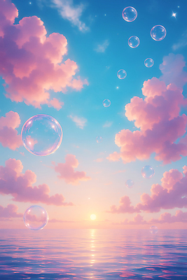 JPG 구름 여유 바다 분홍색 컬러 일러스트 자연 하늘 날씨 풍경 반짝임 평화 일몰 물방울 저녁 뷰티풀 몽환 수평선 해수면 국내일러스트 AI일러스트 AI콘텐츠 자연요소 감정 컨셉 모션 노을 야간 생태계 파일형식