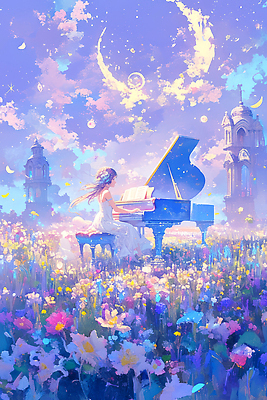 JPG 드레스 꽃 감정 별 예술 음악 컬러 일러스트 자연 밤하늘 하늘 풍경 소녀 꿈 화려 피아노 감성 조화 뷰티풀 영감 국내일러스트 AI일러스트 AI콘텐츠 자연요소 식물 옷 여자 어린이 컨셉 문화예술 건반악기 야간 생태계 파일형식