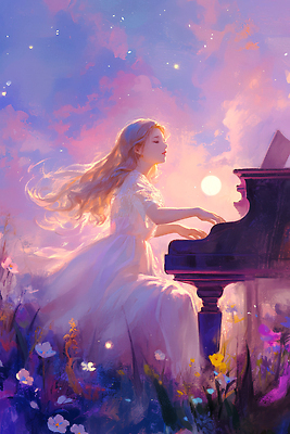 JPG 꽃 여유 예술 음악 컬러 연주 일러스트 자연 하늘 바람 풍경 소녀 고요 일몰 꿈 피아노 우아함 저녁 감성 뷰티풀 순간 국내일러스트 AI일러스트 AI콘텐츠 자연요소 식물 여자 감정 어린이 컨셉 날씨 문화예술 노을 건반악기 야간 생태계 파일형식