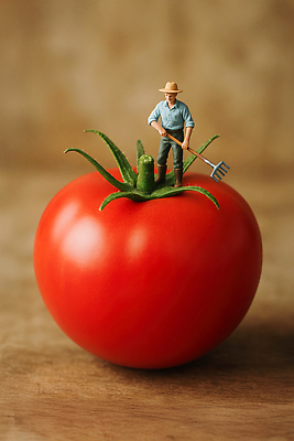 JPG 식물 편집이미지 농업 토마토 채소 자연 농작물 정원 미니어처 수확 농부 농기구 오브젝트 편집실사 AI포토 AI콘텐츠 직업 산업 모형 CG 생태계 파일형식