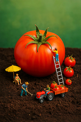 JPG 편집이미지 토마토 자연 농장 계단 농사 흙 수확 작업 농부 오브젝트 편집실사 AI포토 AI콘텐츠 양산시 직업 농업 채소 경상남도 CG 생태계 파일형식