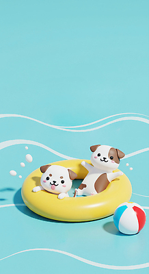 JPG 동물 편집이미지 행복 파도 놀이 수영장 해변 물 여름 3D 귀여움 수영 강아지 즐거움 장면 튜브 편집3D AI컴퓨터그래픽 AI콘텐츠 자연요소 계절 감정 바다 컨셉 반려동물 수상스포츠 개 디지털합성 파일형식