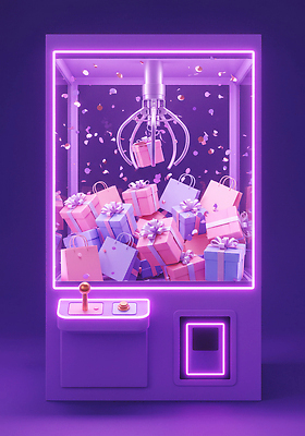 JPG 편집이미지 조명 내부 선물상자 3D 기계 게임 화려 포장지 즐거움 클럽 흥미 기획사 편집3D AI컴퓨터그래픽 AI콘텐츠 감정 컨셉 회사 포장 놀이 선물 상자 디지털합성 파일형식