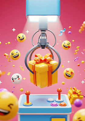 JPG 편집이미지 감정 모션 집게 선물 상자 3D 기계 장비 축하 즐거움 장면 조이스틱 이모티콘 생동감 조작 편집3D AI컴퓨터그래픽 AI콘텐츠 컨셉 게임기 디지털합성 파일형식