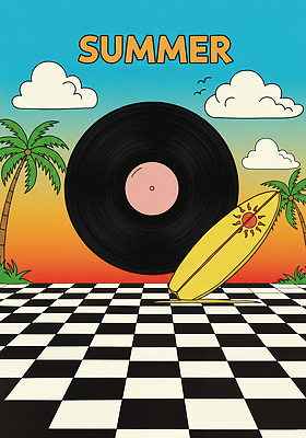 JPG 디자인 예술 스포츠 파도 바다 컬러 일러스트 자연 휴가 풍경 해변 그래픽 여름 야자수 태양 레코드 서핑 즐거움 경관 국내일러스트 AI일러스트 AI콘텐츠 자연요소 나무 계절 감정 수상스포츠 음반 생태계 파일형식