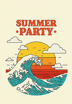 JPG 구름 파도 바다 여행 일러스트 자연 휴가 따뜻함 풍경 해변 여름 태양 파티 노을 수영 일몰 서핑 즐거움 트로피컬아트 국내일러스트 AI일러스트 AI콘텐츠 자연요소 계절 감정 이벤트 수상스포츠 그림 생태계 파일형식