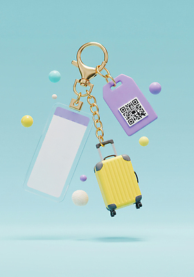 JPG 편집이미지 디자인 여행 귀여움 캐리어 고리 오브젝트 모던 여행용품 여행준비 키링 편집3D AI컴퓨터그래픽 AI콘텐츠 컨셉 3D 여행가방 준비 파일형식