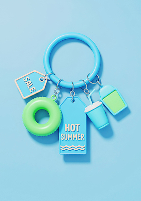 JPG 편집이미지 음료 컬러 장신구 물놀이 휴가 해변 장식 여름 파란색 세일 고리 청록색 색채 신제품 키링 편집3D AI컴퓨터그래픽 AI콘텐츠 계절 바다 놀이 3D 상품 파일형식