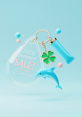 JPG 편집이미지 디자인 컬러 장신구 장식 여름 장난감 유행 세일 네잎클로버 돌고래 쿠폰 콜라주 마케팅 키링 편집3D AI컴퓨터그래픽 AI콘텐츠 식물 계절 포유류 3D 수중동물 클로버 파일형식