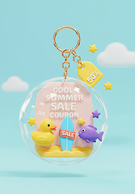 JPG 편집이미지 컬러 열대 오리 어류 해변 장식 여름 쇼핑 장난감 세일 귀여움 오브젝트 쿠폰 키링 편집3D AI컴퓨터그래픽 AI콘텐츠 계절 바다 컨셉 조류 3D 수중동물 파일형식